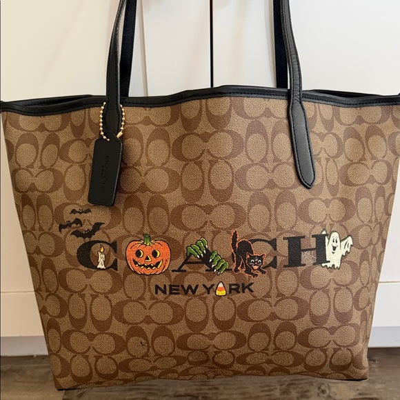 Coach Handbags - Coach Brown Signature Canvas Tote with Halloween Graphics